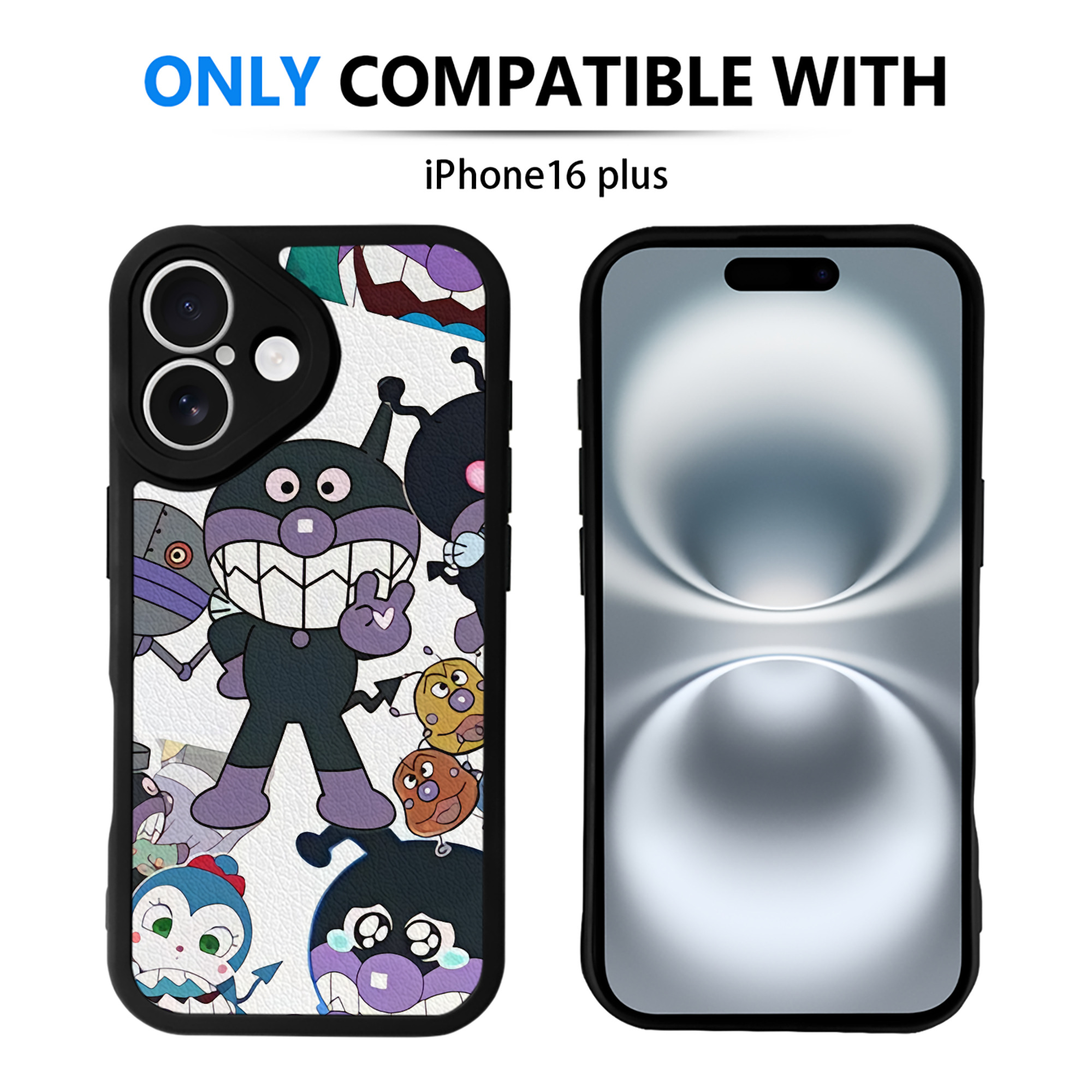（画像用） アンパンマン Anpanman 【iPhone 16シリーズ対応】シリコンスマホケース（レザー調） 材質：シリコン